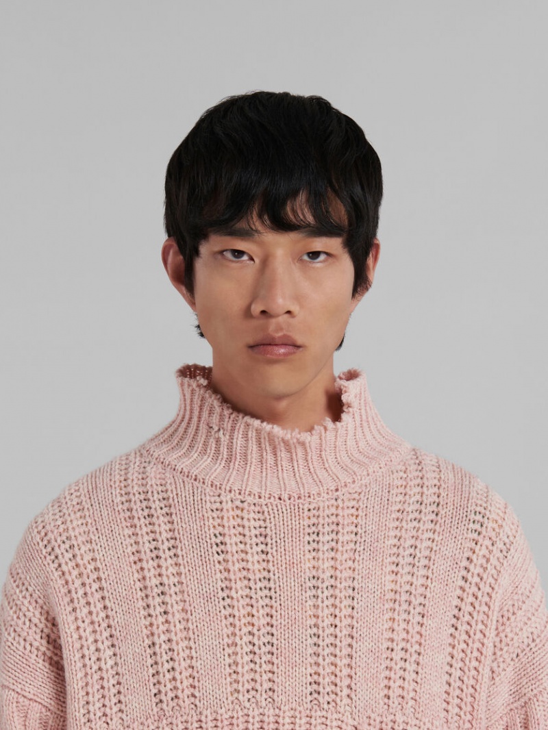 Marni Virgin Ull Jumper With Nibbled Hem Rosa | PSEER18745