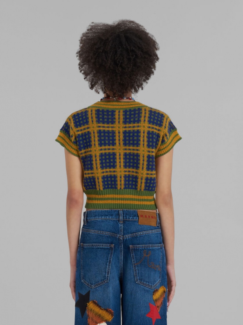 Marni Ärmlös Jumper With '50s Check Gröna | BSESD35688