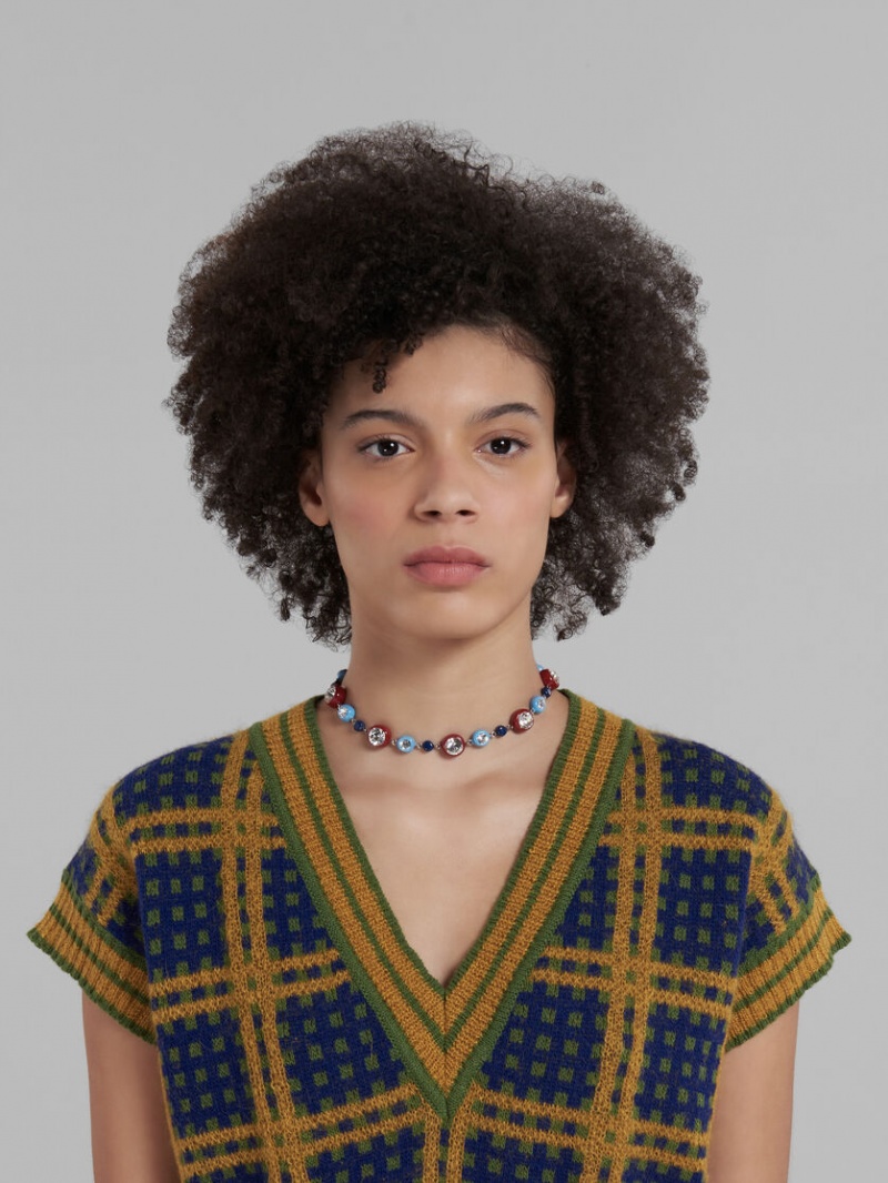 Marni Ärmlös Jumper With '50s Check Gröna | BSESD35688